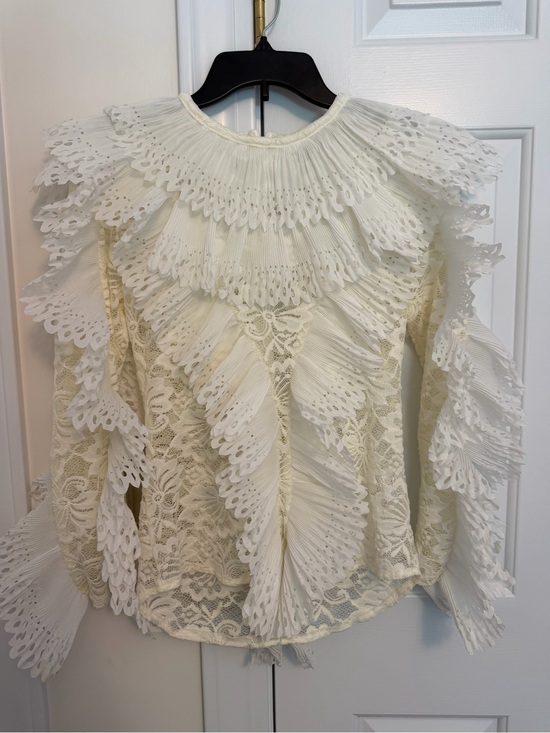 Why Dress Tops - WHY Dress White Pleated Lace Top - Size M